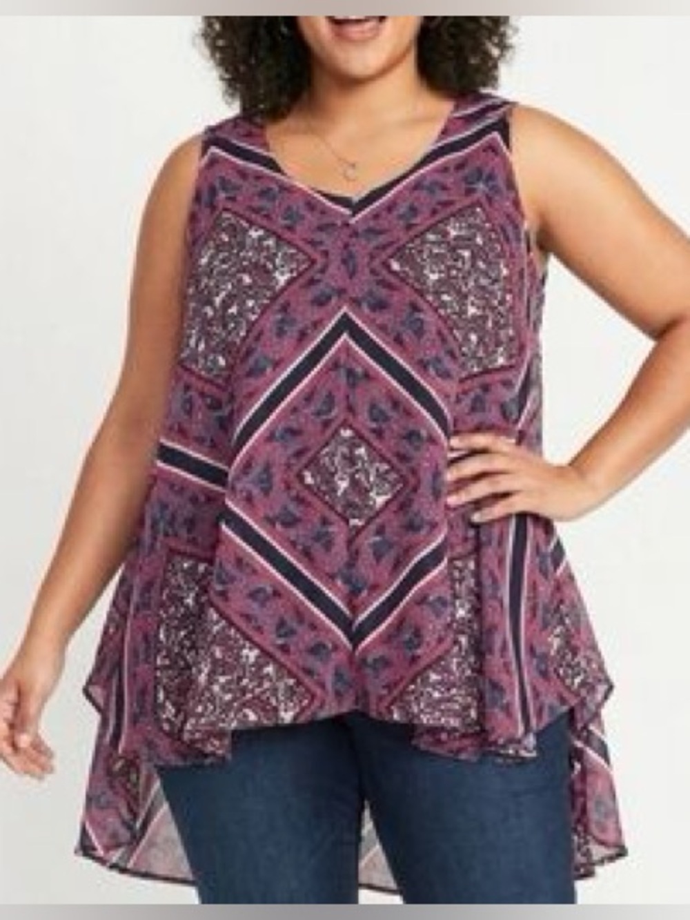 Westport  1962 Blouse Printed V-Neck Sleeveless Camisole Plus Size 1X